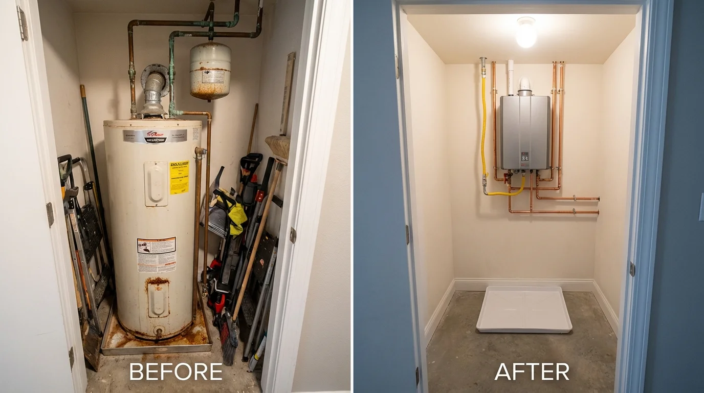 Tank water heater versus wall-mounted tankless unit comparison for Westfield, NY homeowners